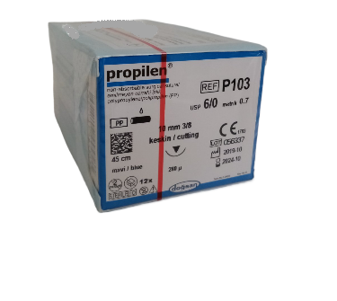 PROPILEN Поліпропілен , USP 6/0. ріжуча голка 10мм 280 µ(▼), довжина 45см (P103)